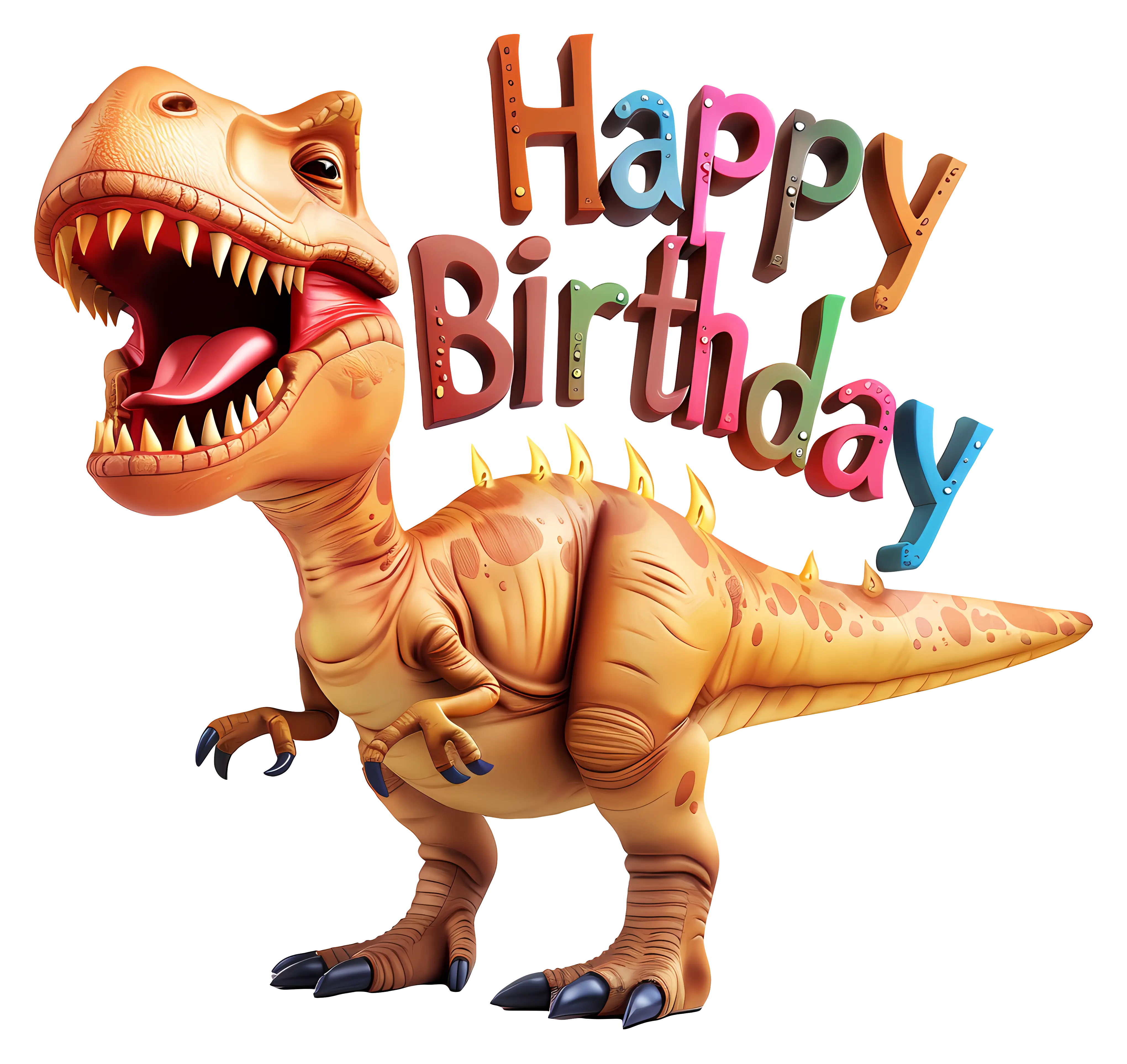 Fun Dinosaur Birthday Greeting Illustration