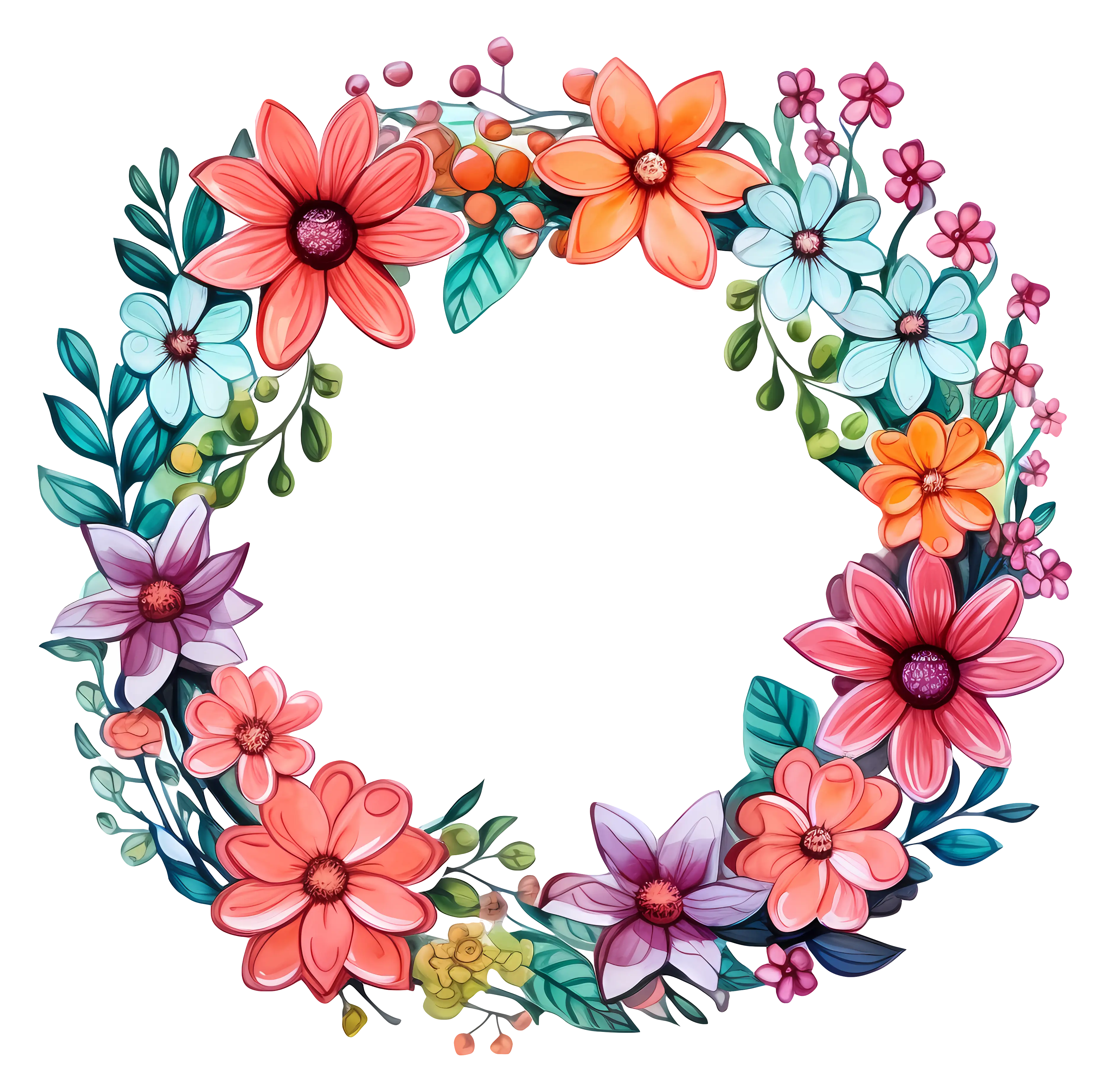 Vibrant Mixed-Flower Wreath Design
