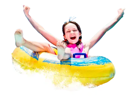 Girl Having Fun on Inflatable in Water