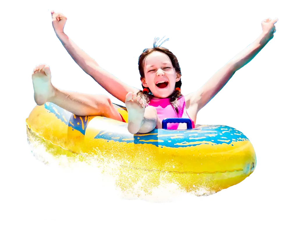 Girl Having Fun on Inflatable in Water