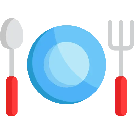 Plate with Red Spoon and Fork