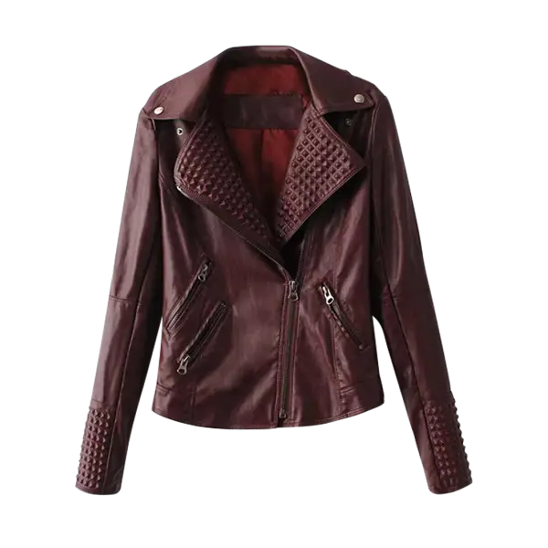 Maroon Leather Jacket in Trendy Design