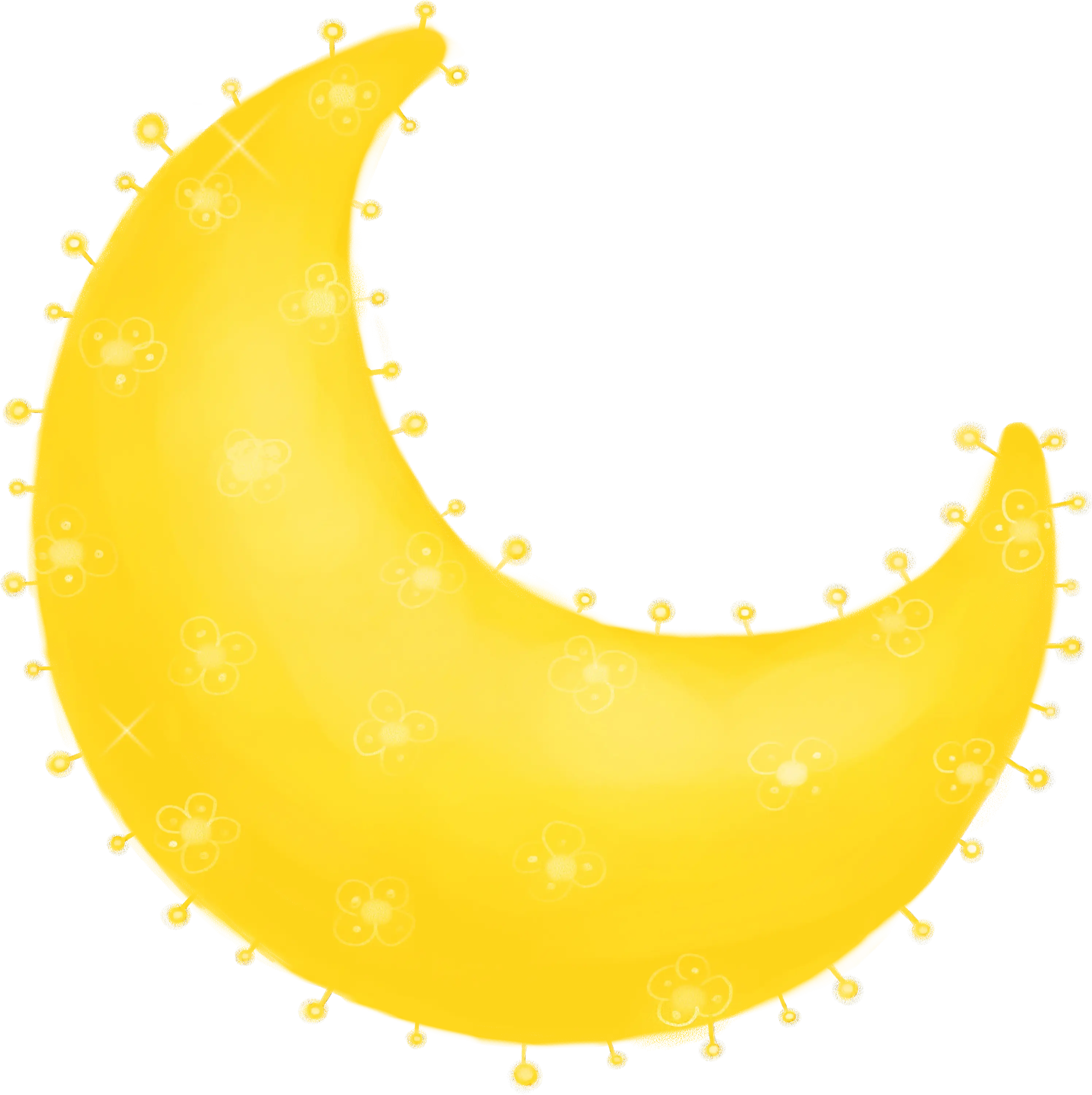 Yellow Crescent Moon Cute Illustration