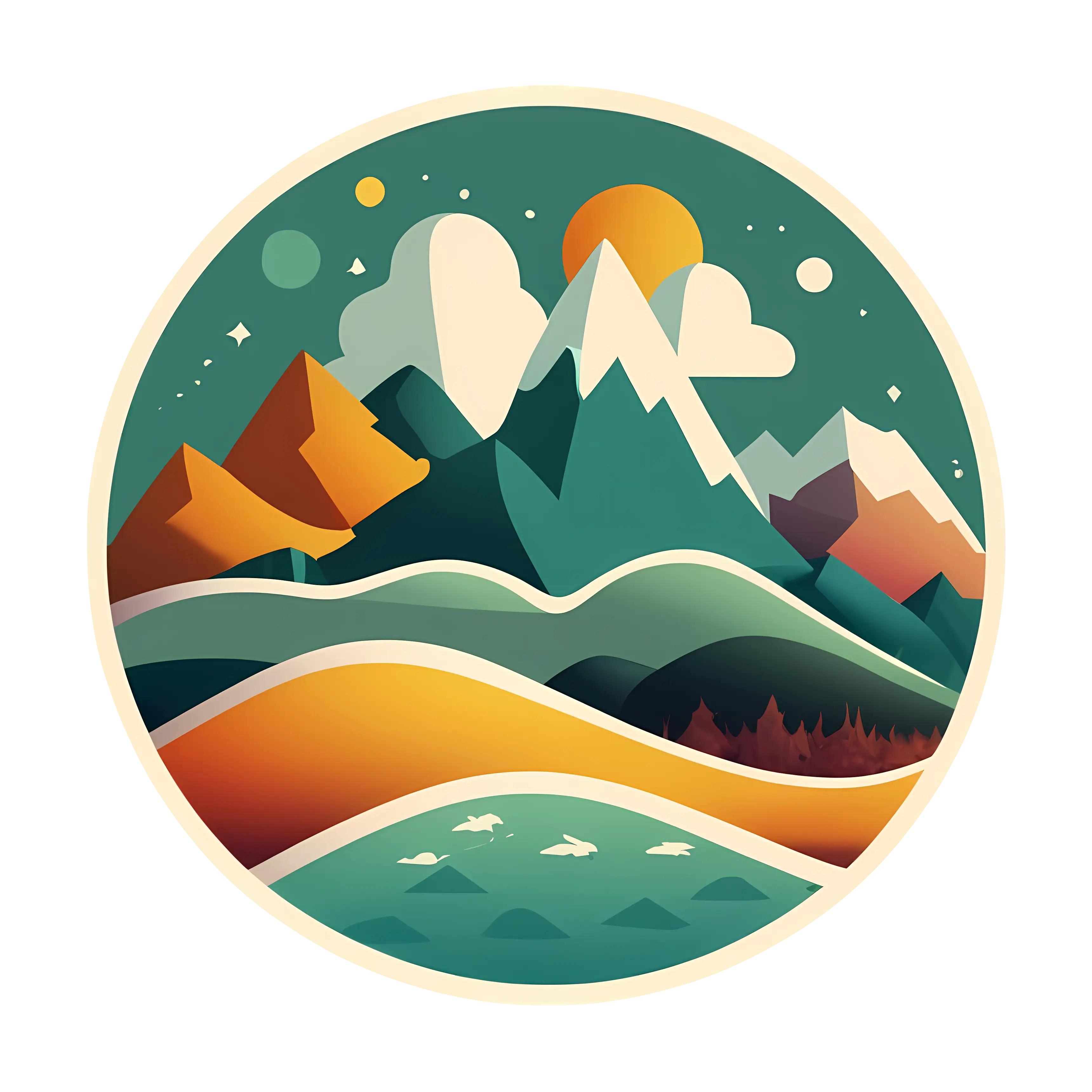 Abstract Mountain Landscape Illustration