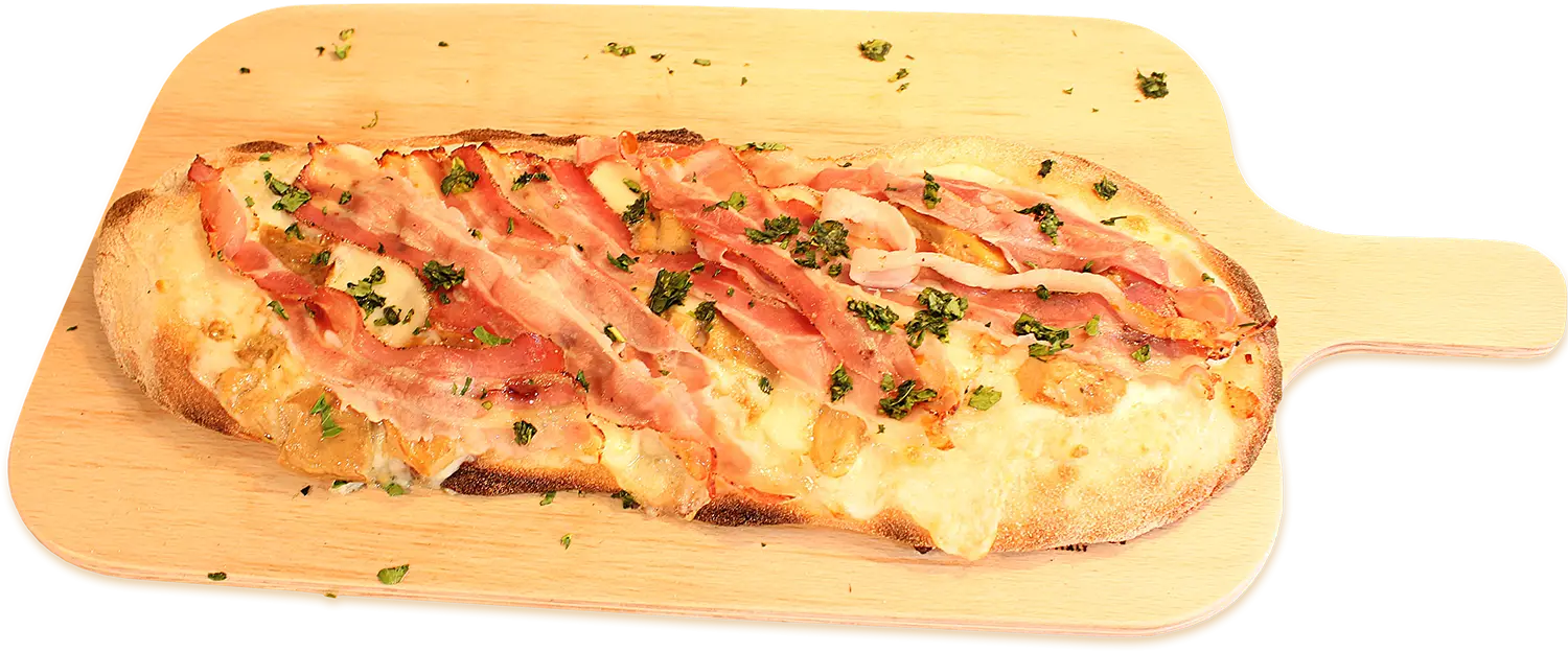 Delicious Flatbread Pizza with Cheese and Bacon