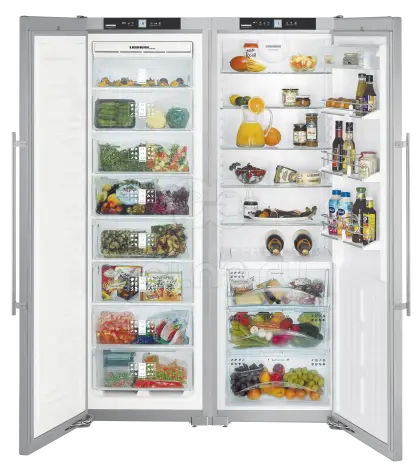Open Refrigerator with Organized Food Items