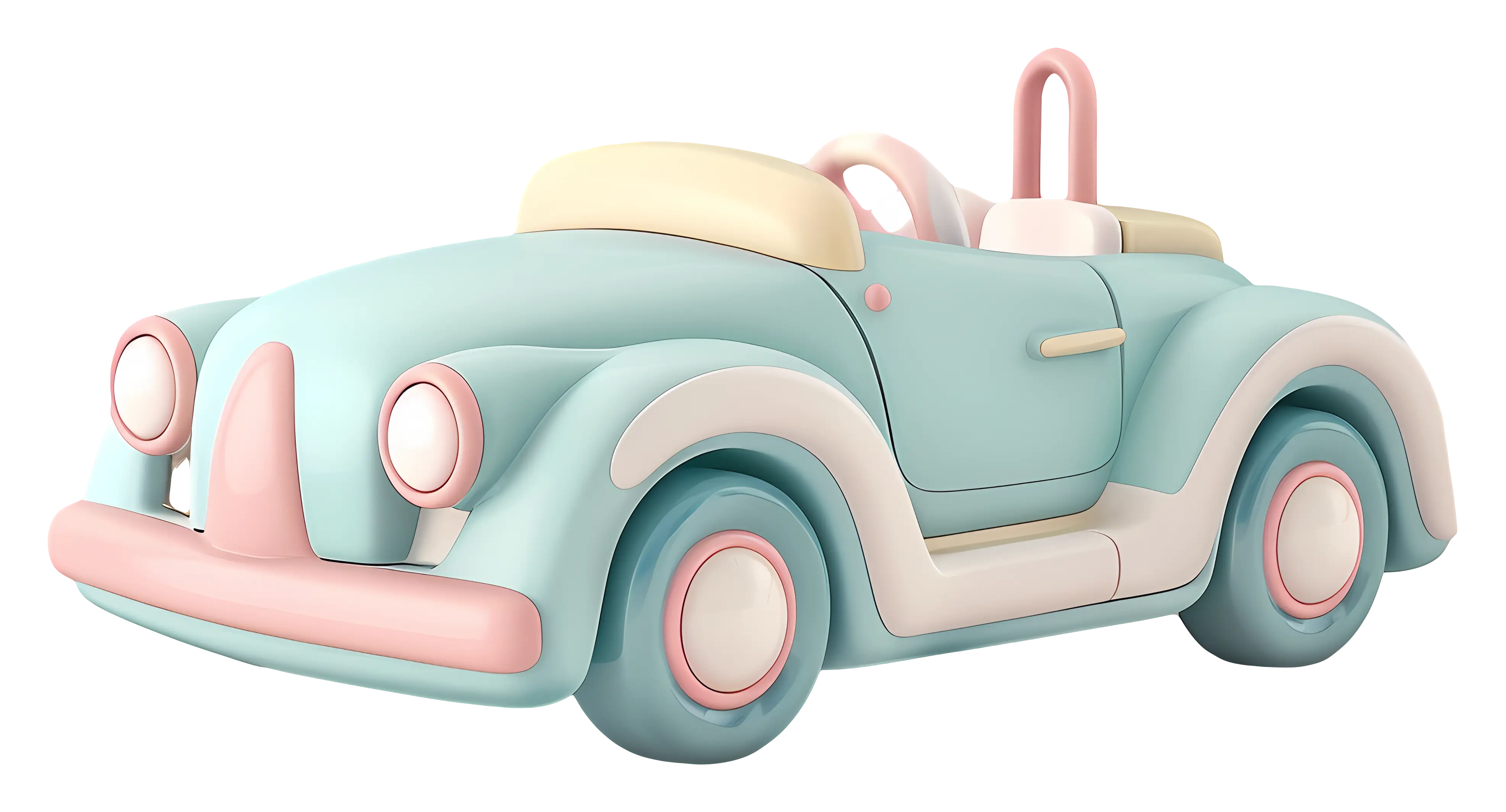 Soft Pastel Convertible Car with Retro Design