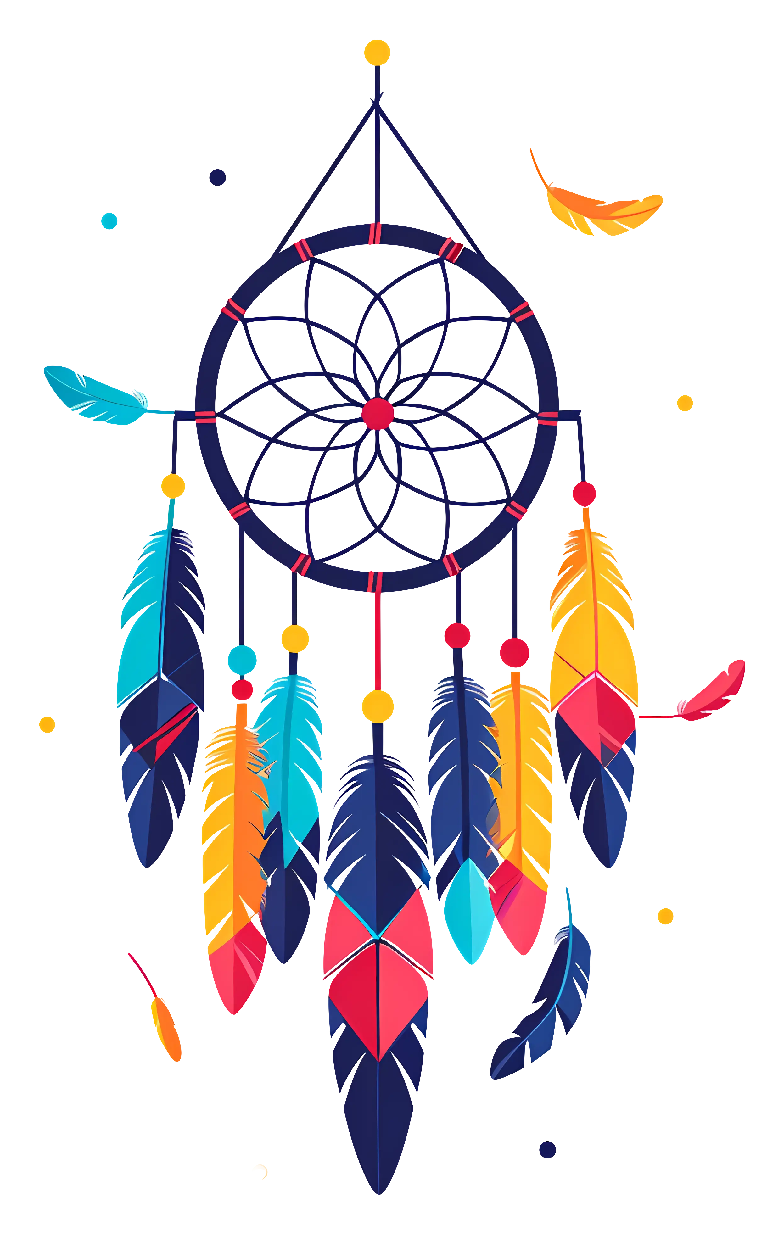 Colorful Dreamcatcher with Feather Decorations