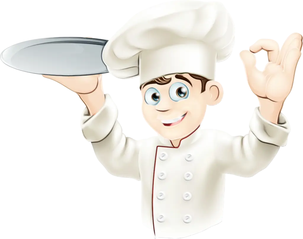 Smiling Cartoon Chef Holding a Tray