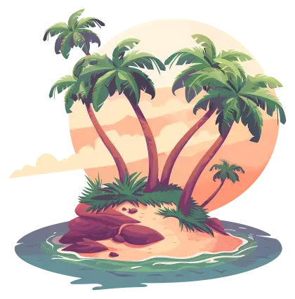 Tropical Island with Palm Trees