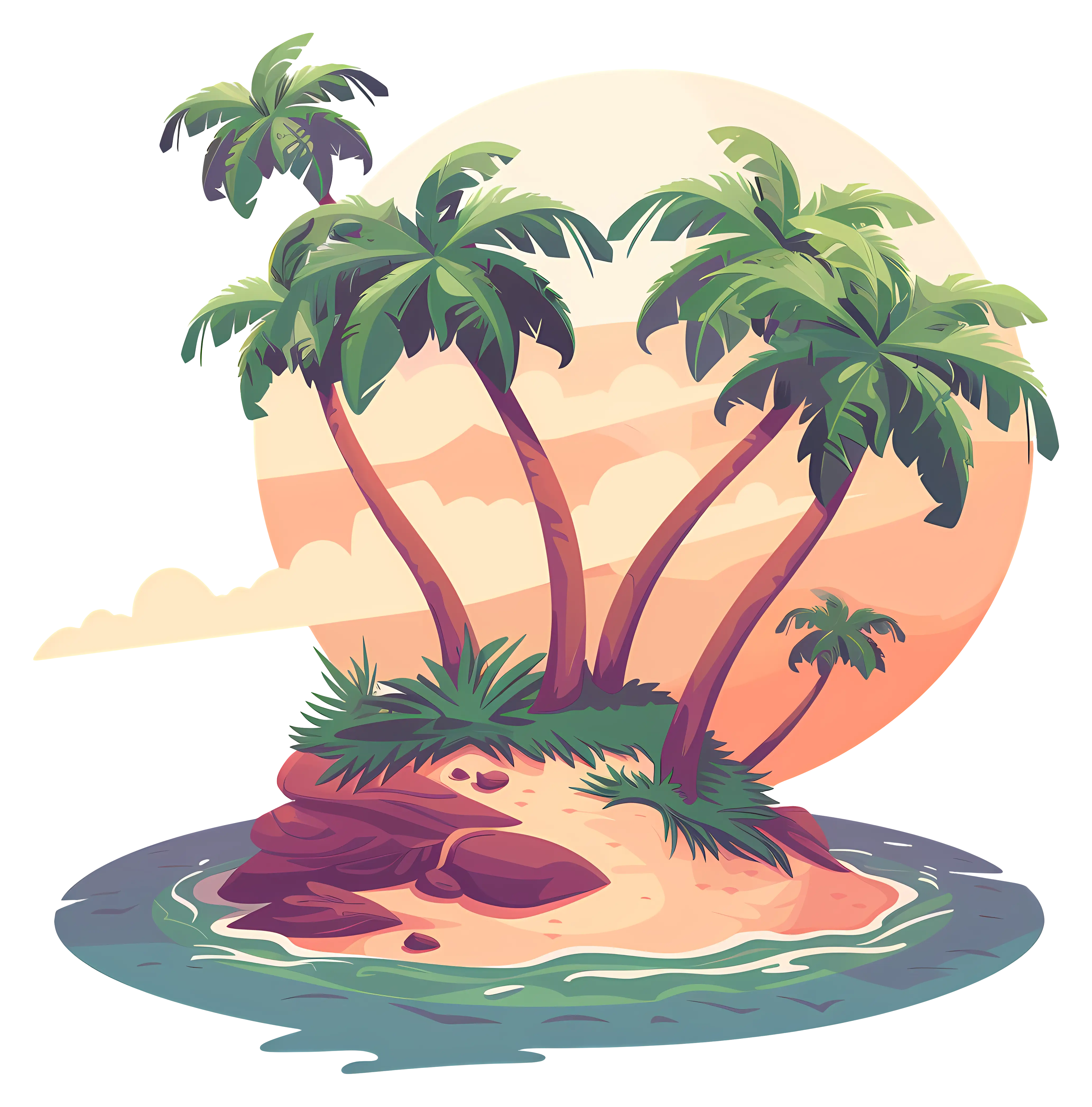Tropical Island with Palm Trees