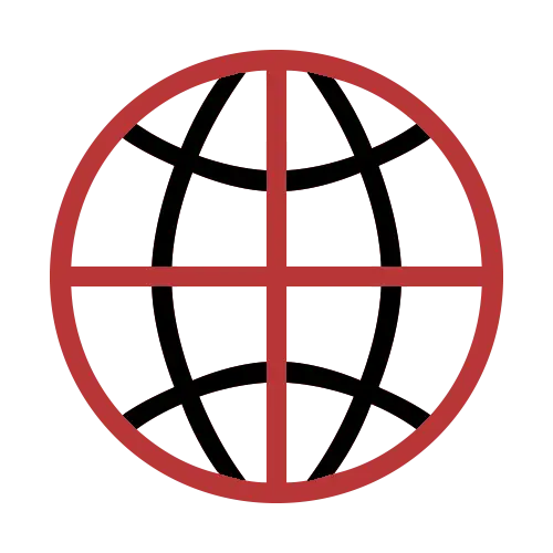 Red and Black Globe Symbol for Connectivity