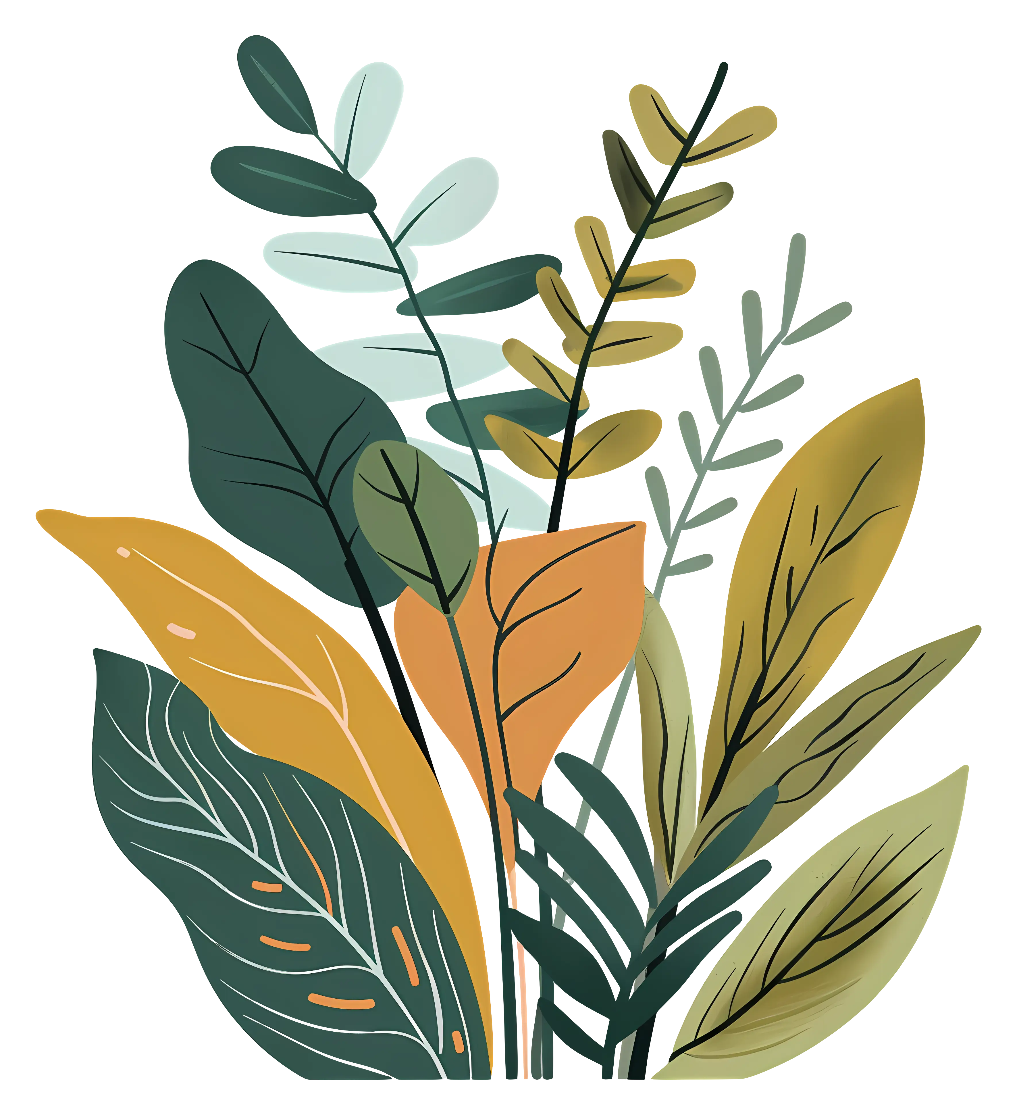 Collection of Colorful Leaves Illustration