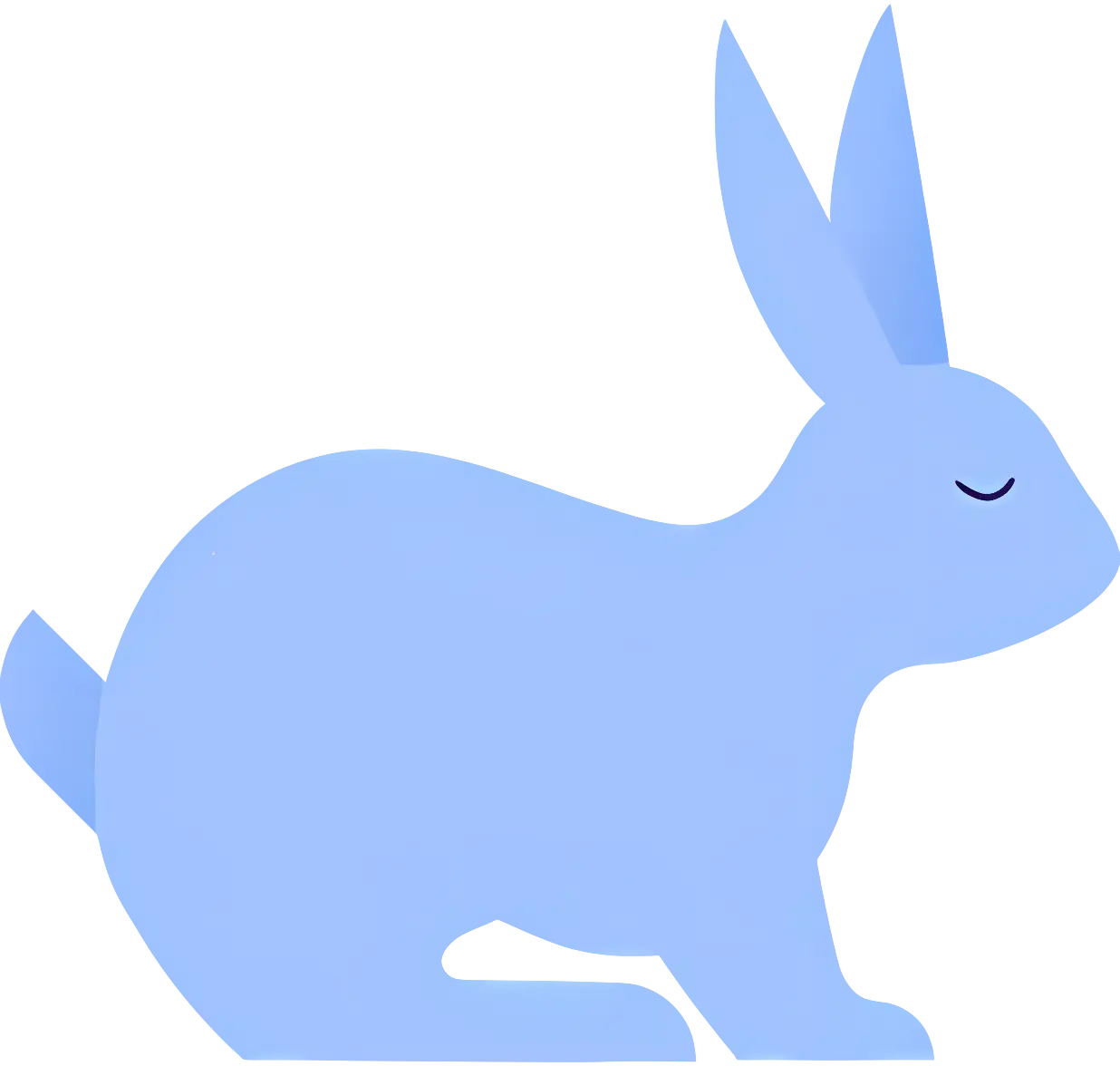 Cute Blue Rabbit Sitting