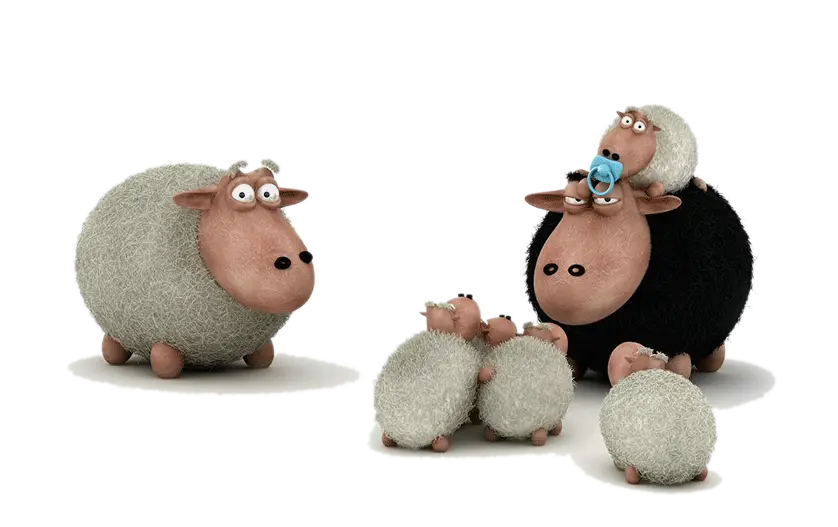 Cute Cartoon Sheep Family