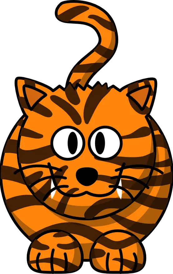 Orange Cartoon Tiger with Bold Stripes