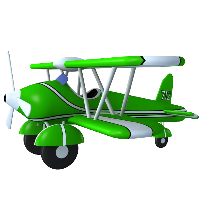 Green Biplane Cartoon Illustration