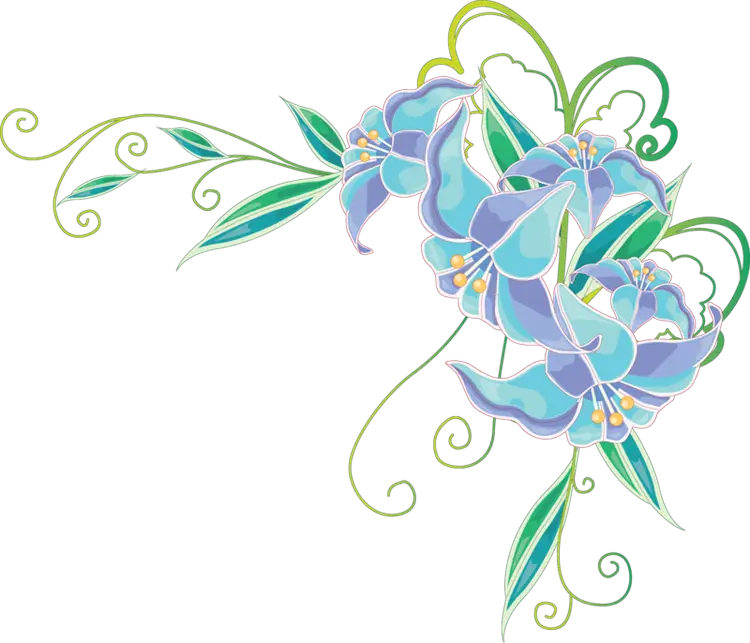 Blue Floral Pattern with Leaves