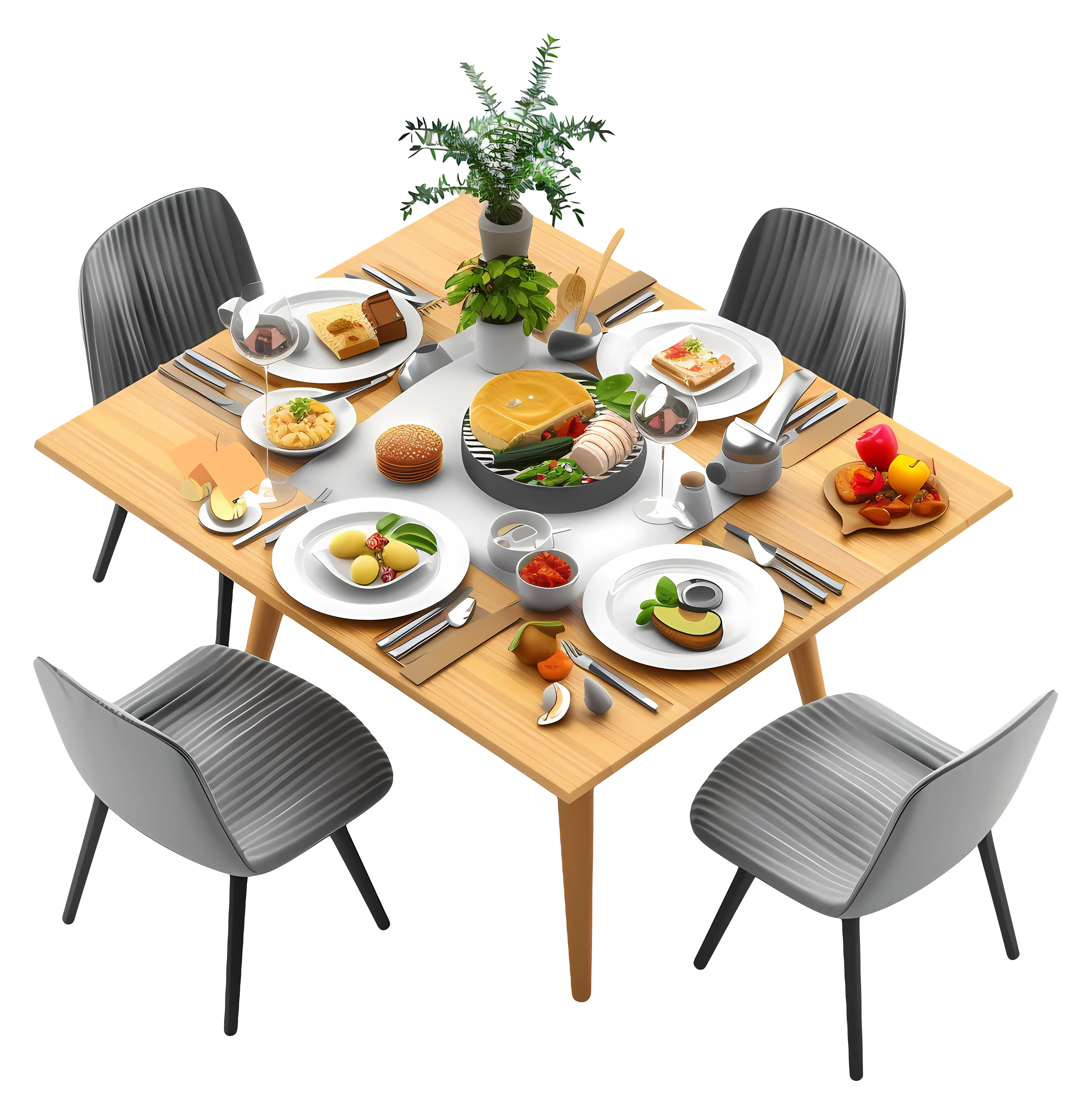 Dining Table with Breakfast Setup