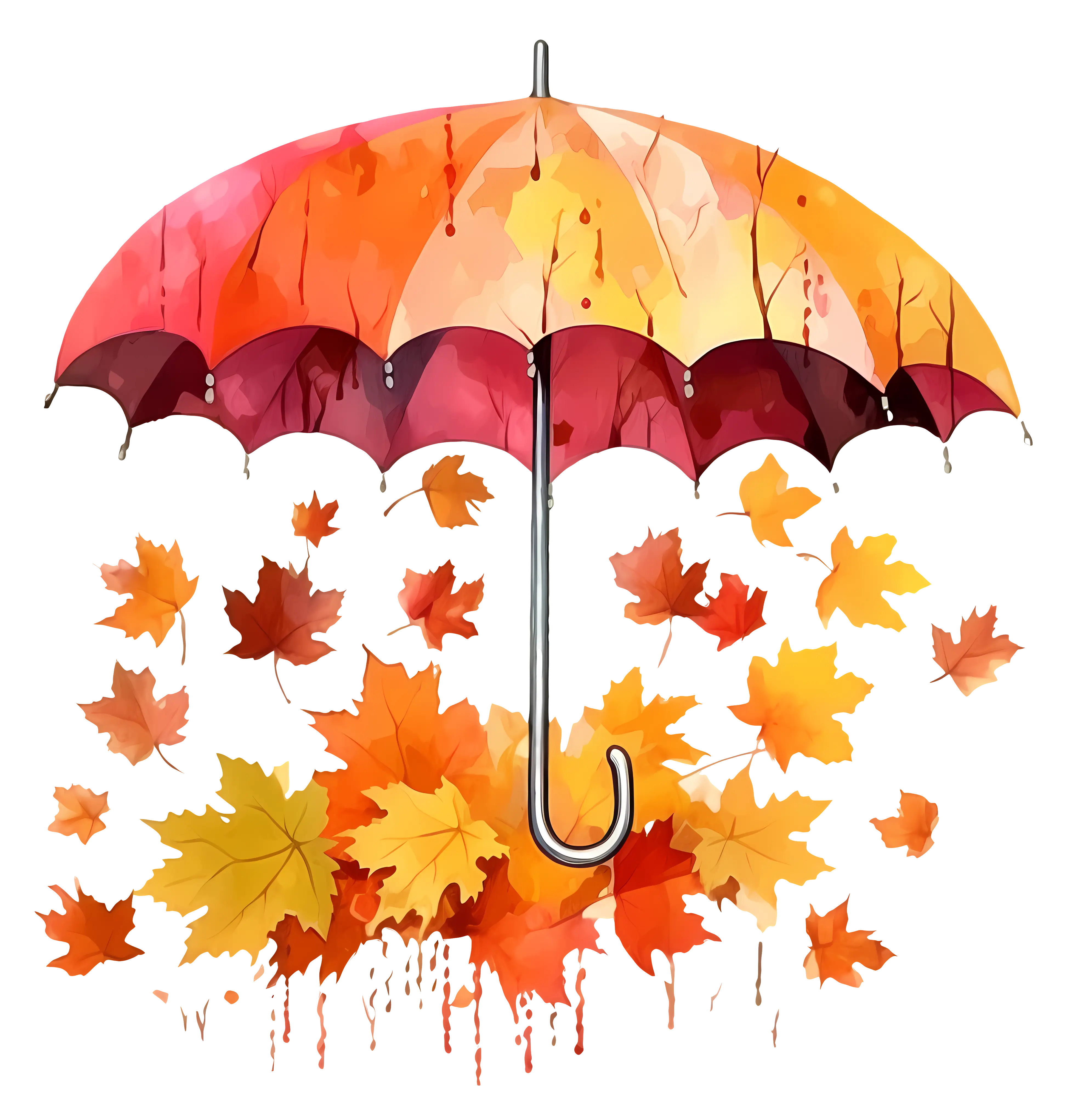 Autumn Umbrella with Falling Leaves Artwork