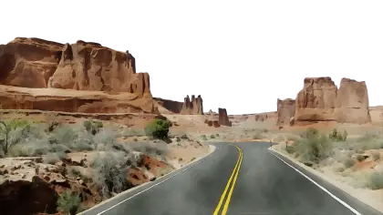 Desert Road through Rocky Landscape