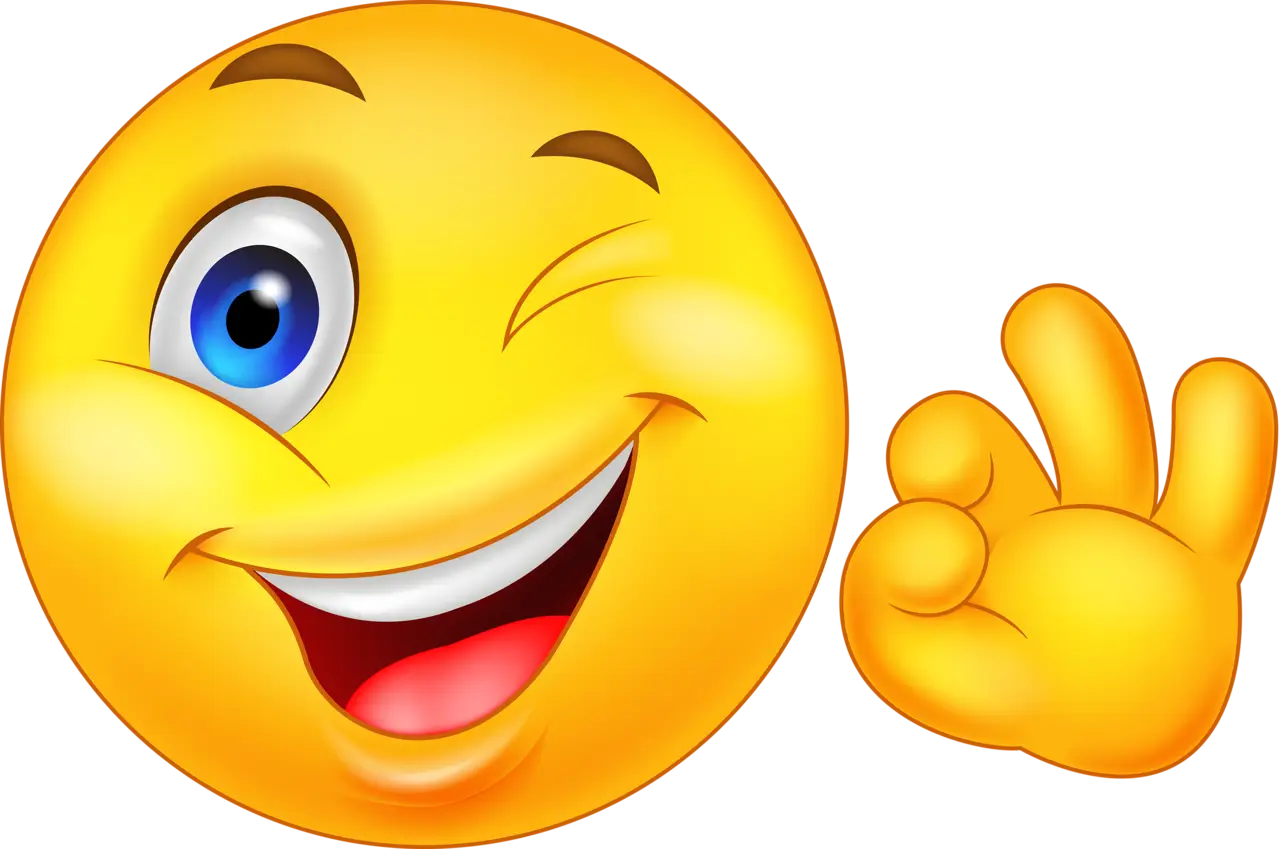 Playful Winking Emoji with Hand Gesture