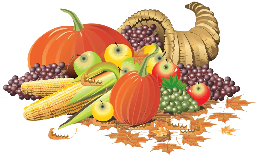 Thanksgiving Cornucopia with Fruits and Vegetables