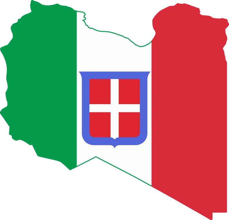 Libya Map with Italian Flag Colors