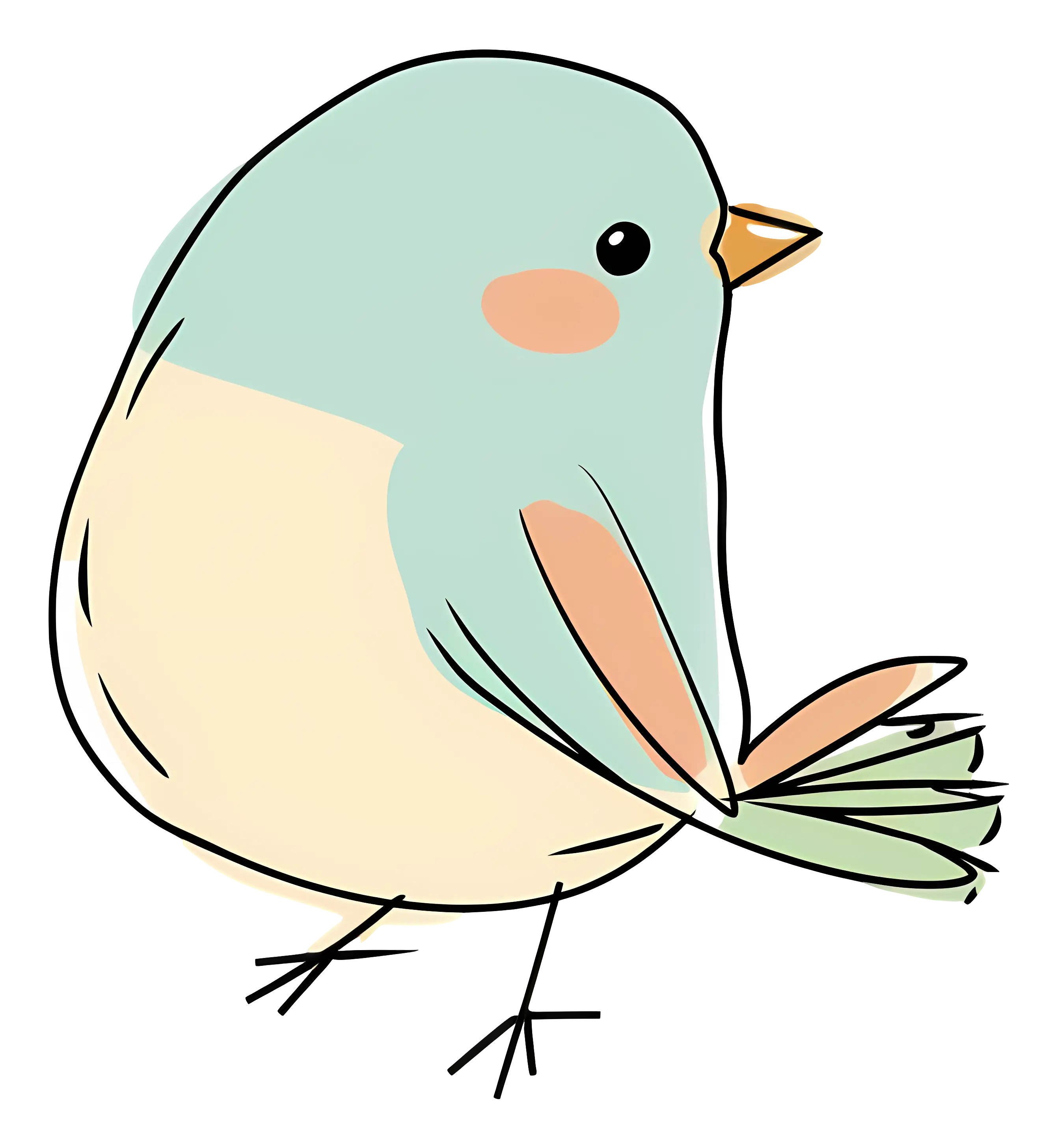Cute Bird Illustration in Pastel Colors