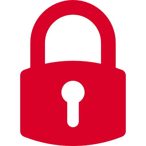 Red Lock Icon Highlighting Security