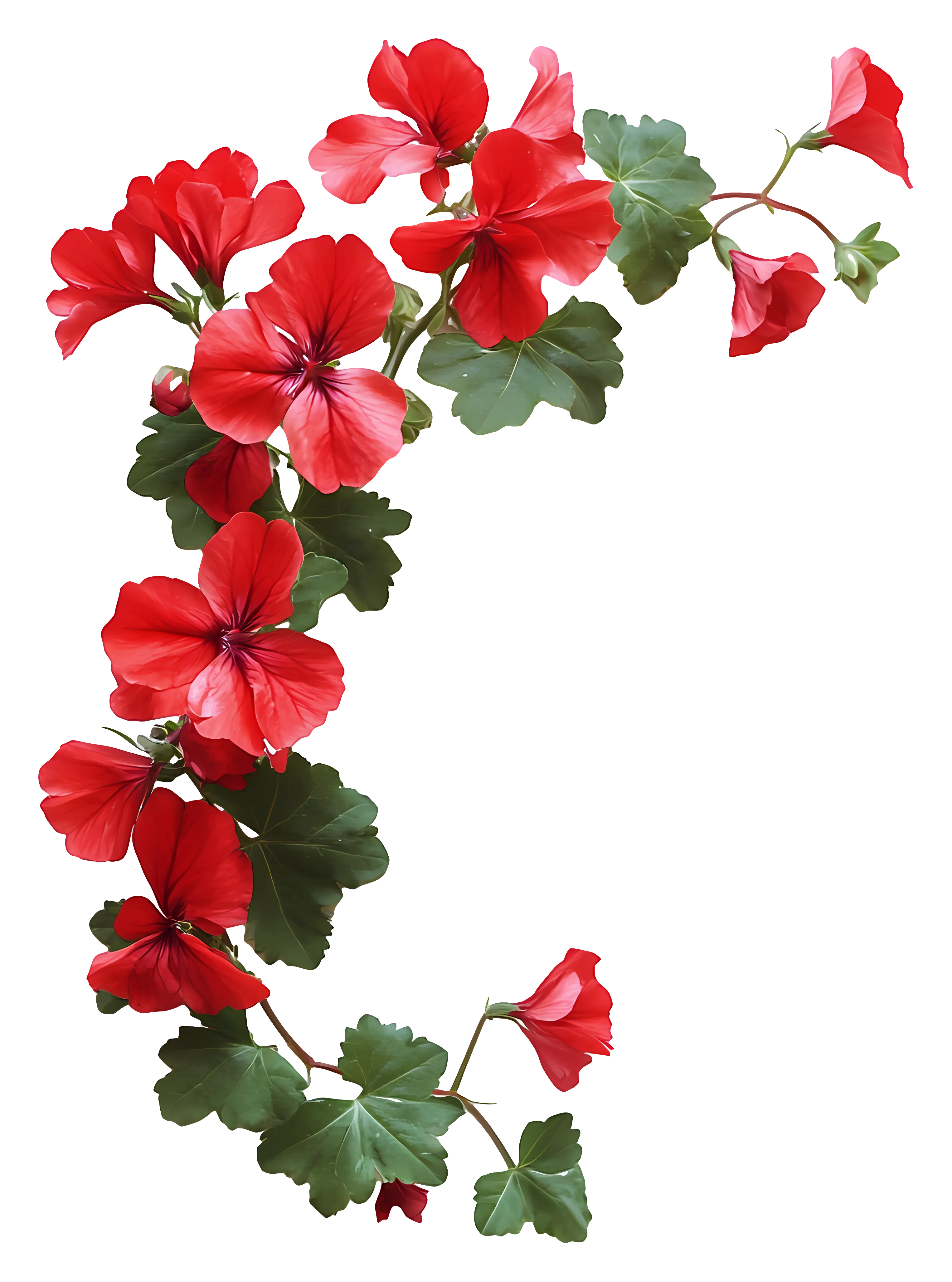 Red Flowers with Green Leaves