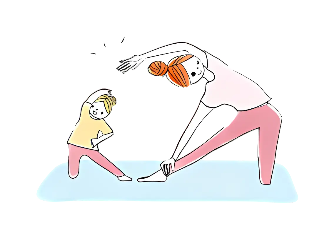 Mother and Child Stretching Exercise