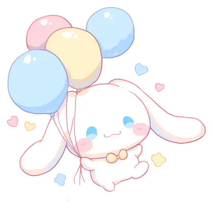 Cartoon Bunny with Balloons