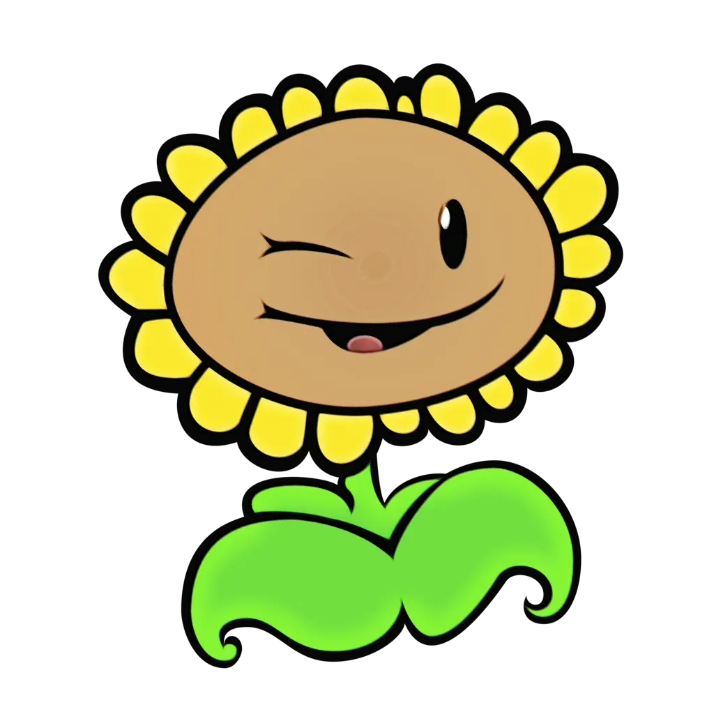Cartoon Sunflower with Winking Face