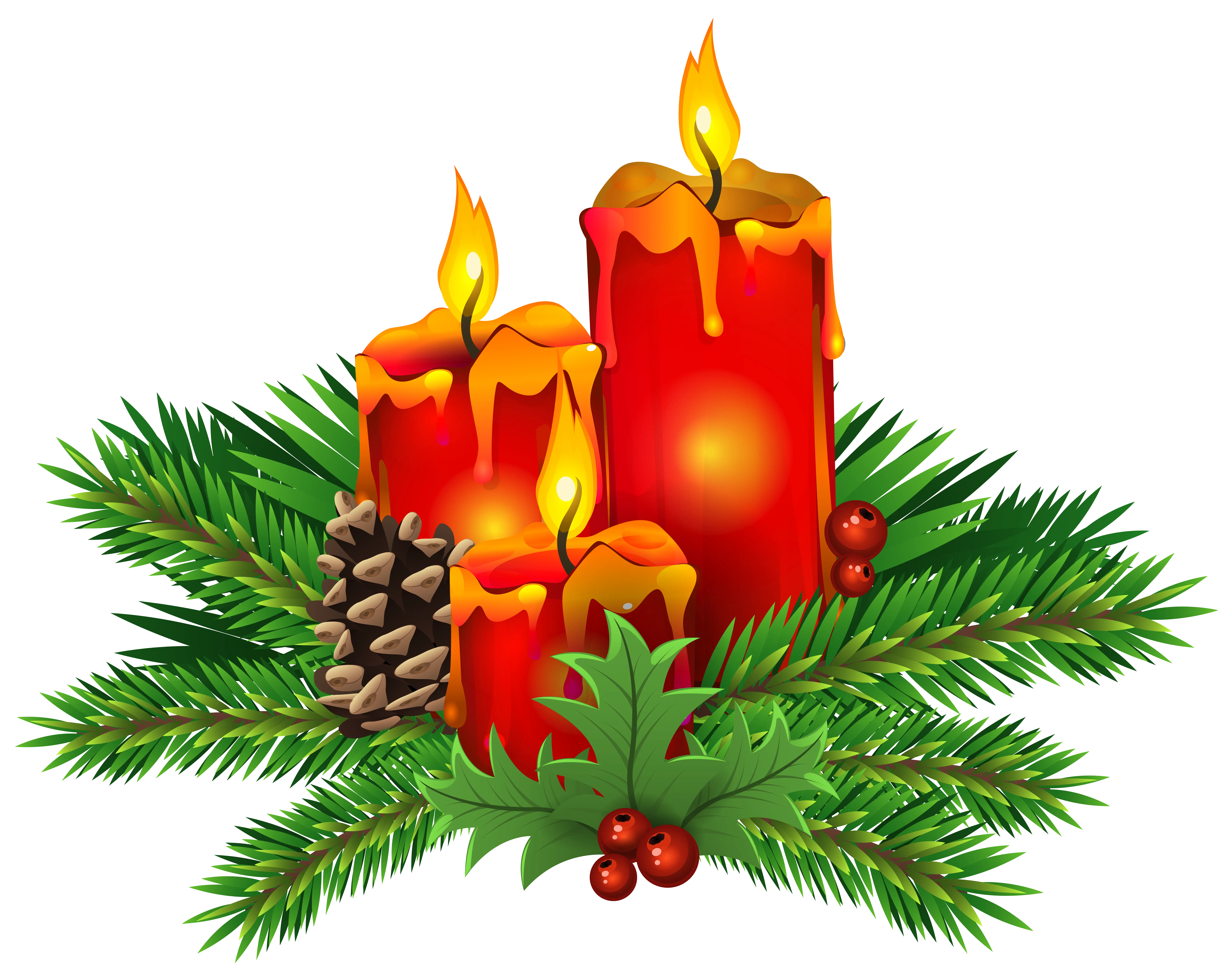 Red Candles with Pine Cones