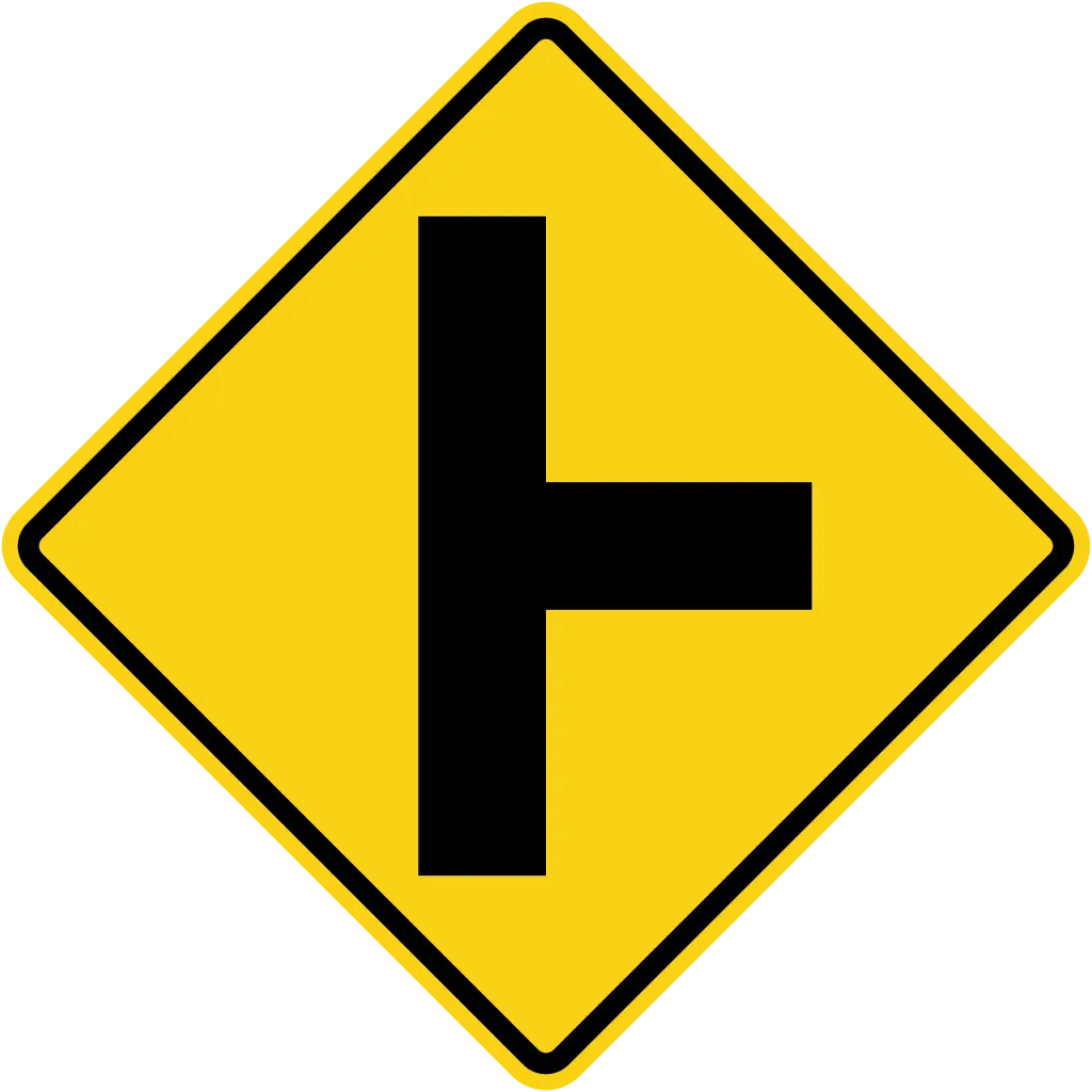 Yellow T-Intersection Road Sign