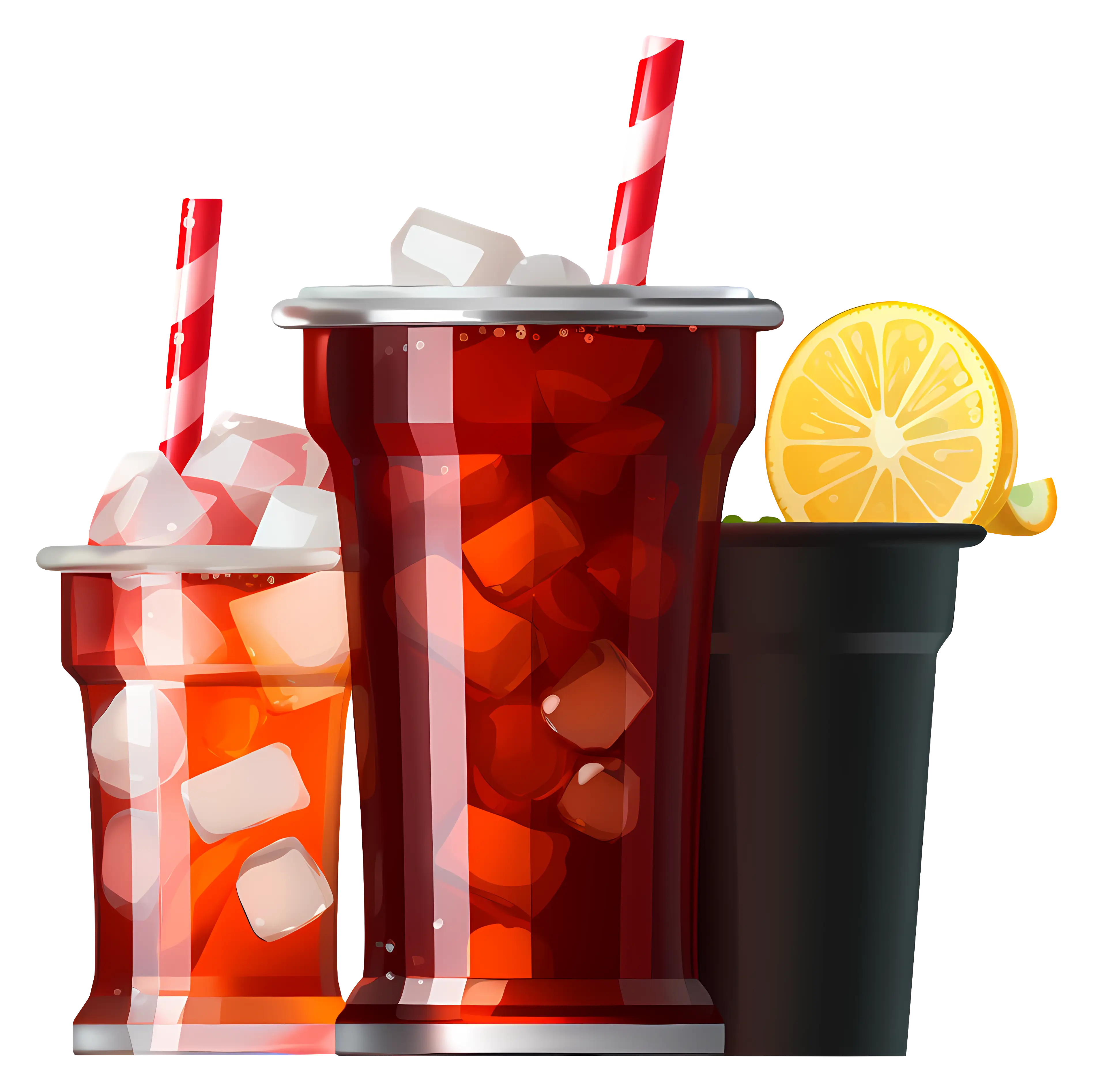 Cold Drinks with Ice and Lemon