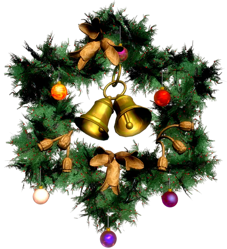 Christmas Wreath with Bells and Ornaments