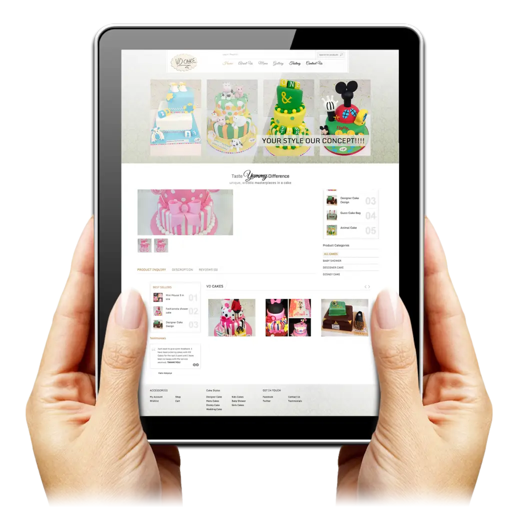 Hands Holding Tablet with Online Store Display