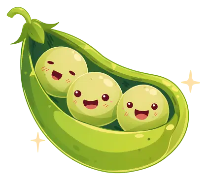 Cute Smiling Peas in a Pod Cartoon