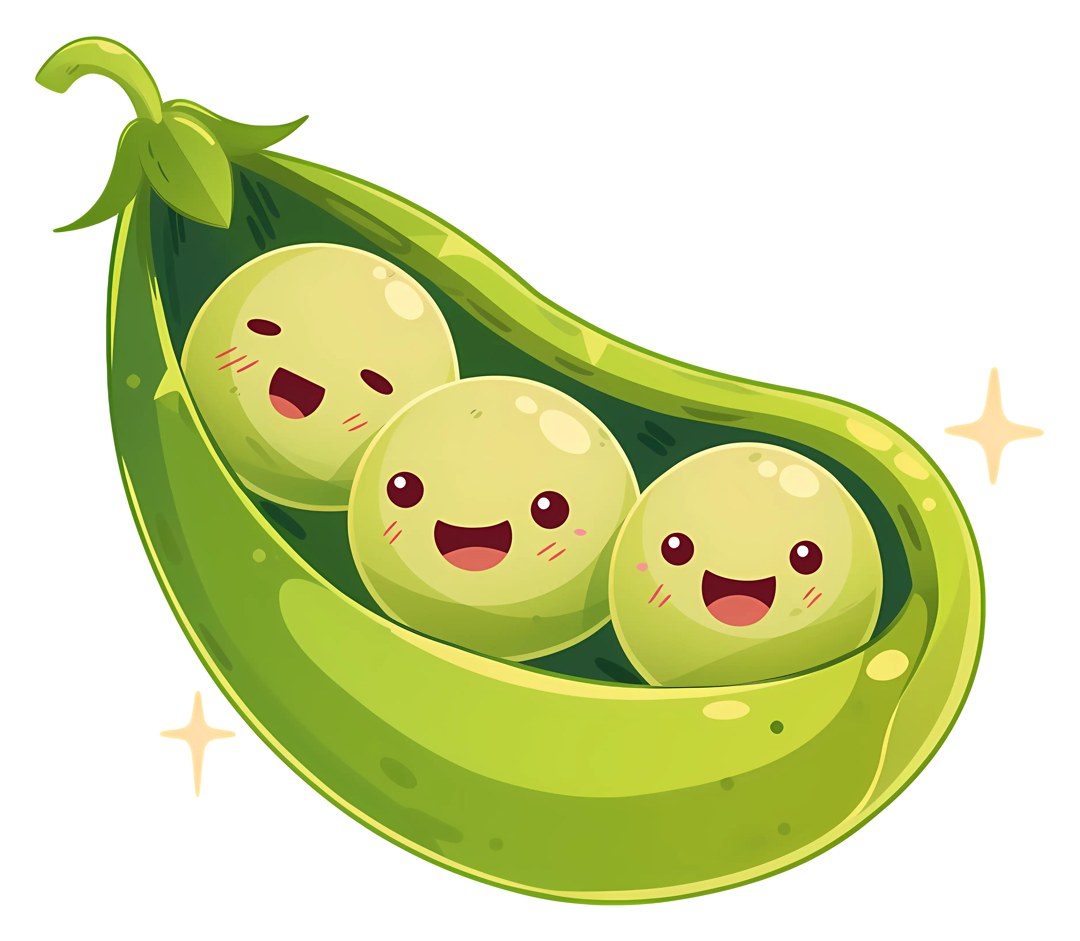 Cute Smiling Peas in a Pod Cartoon