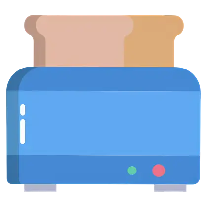 Blue Toaster with Toast Illustration