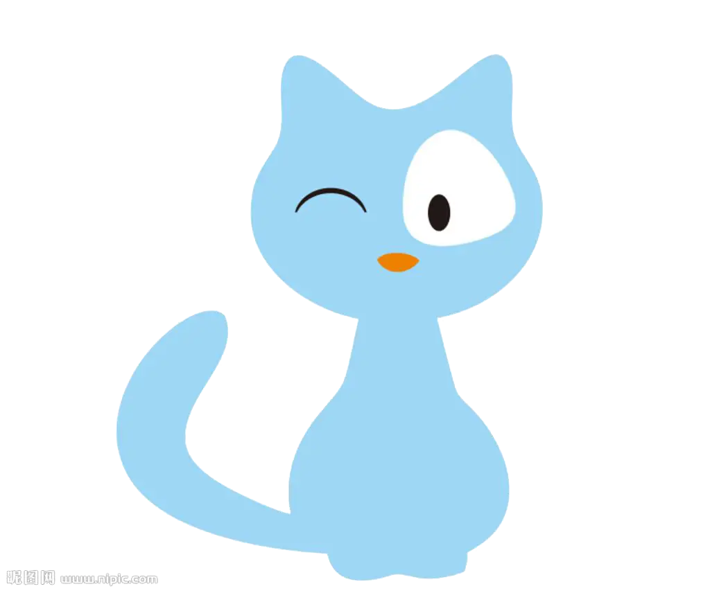 Blue Cartoon Cat Winking