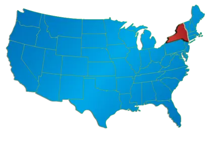 New York State Highlighted on USA Map