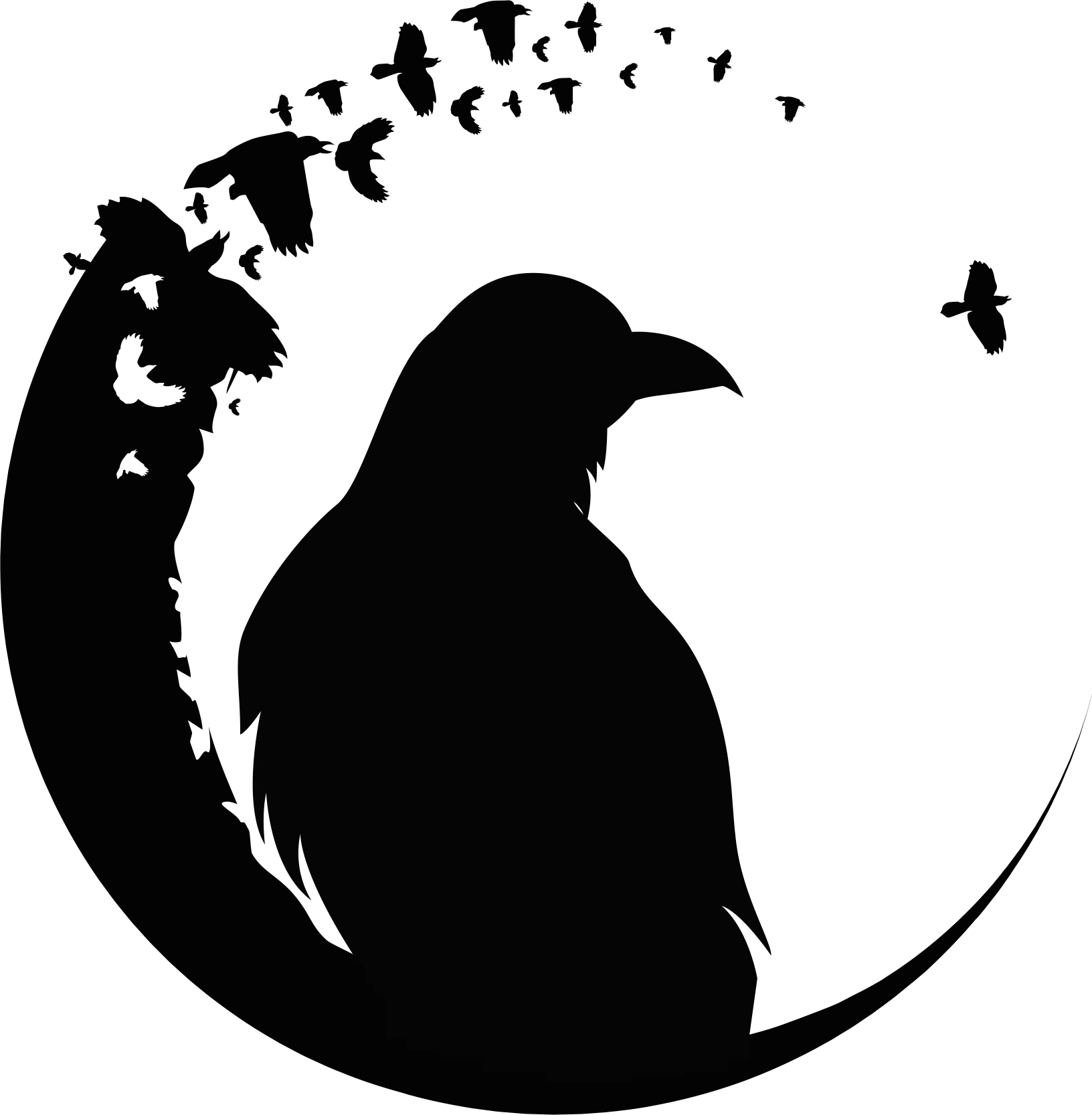 Bird Silhouette with Flock