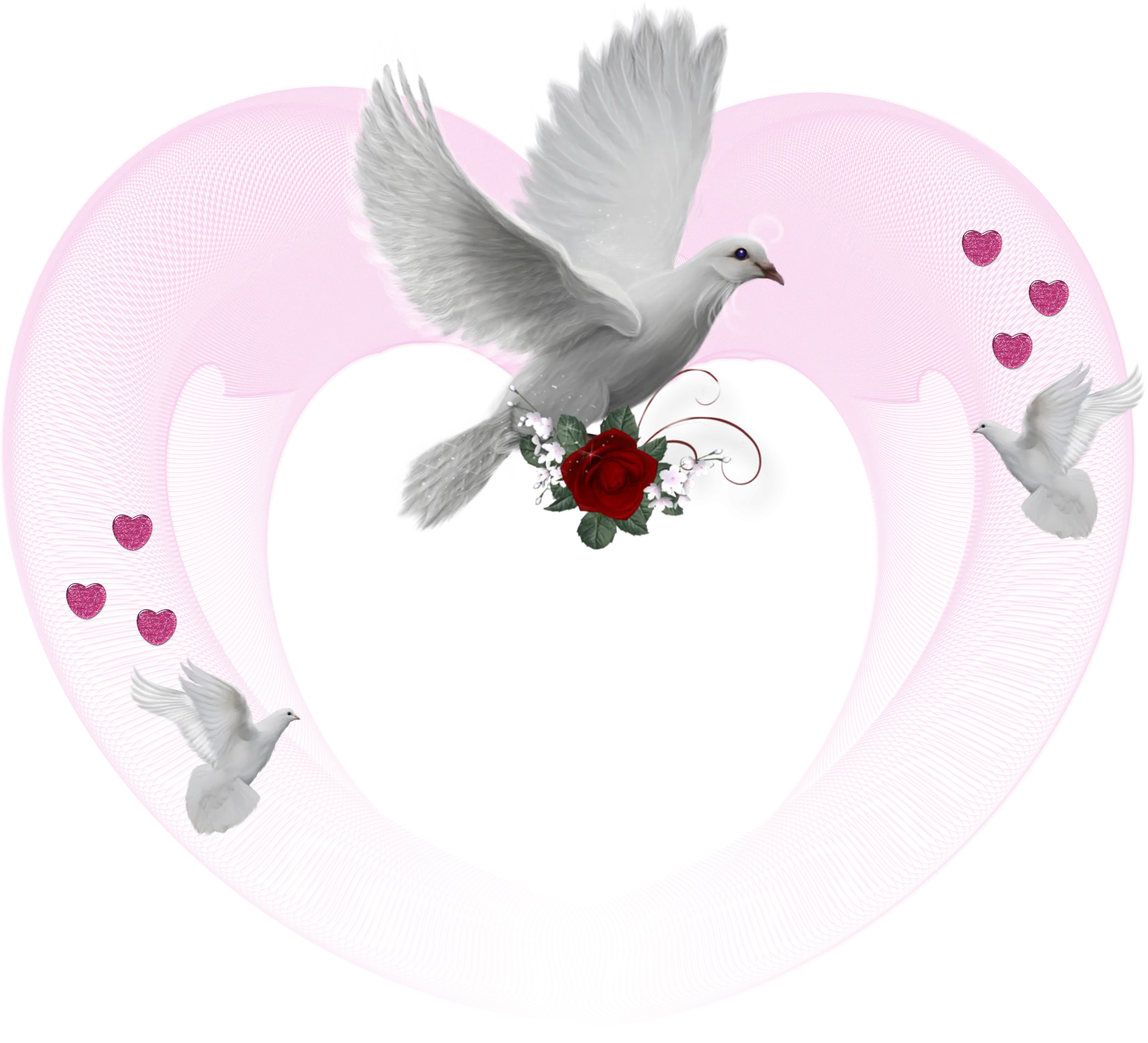 Dove with Hearts and Flowers