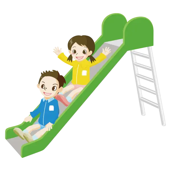 Children Playing on Green Slide