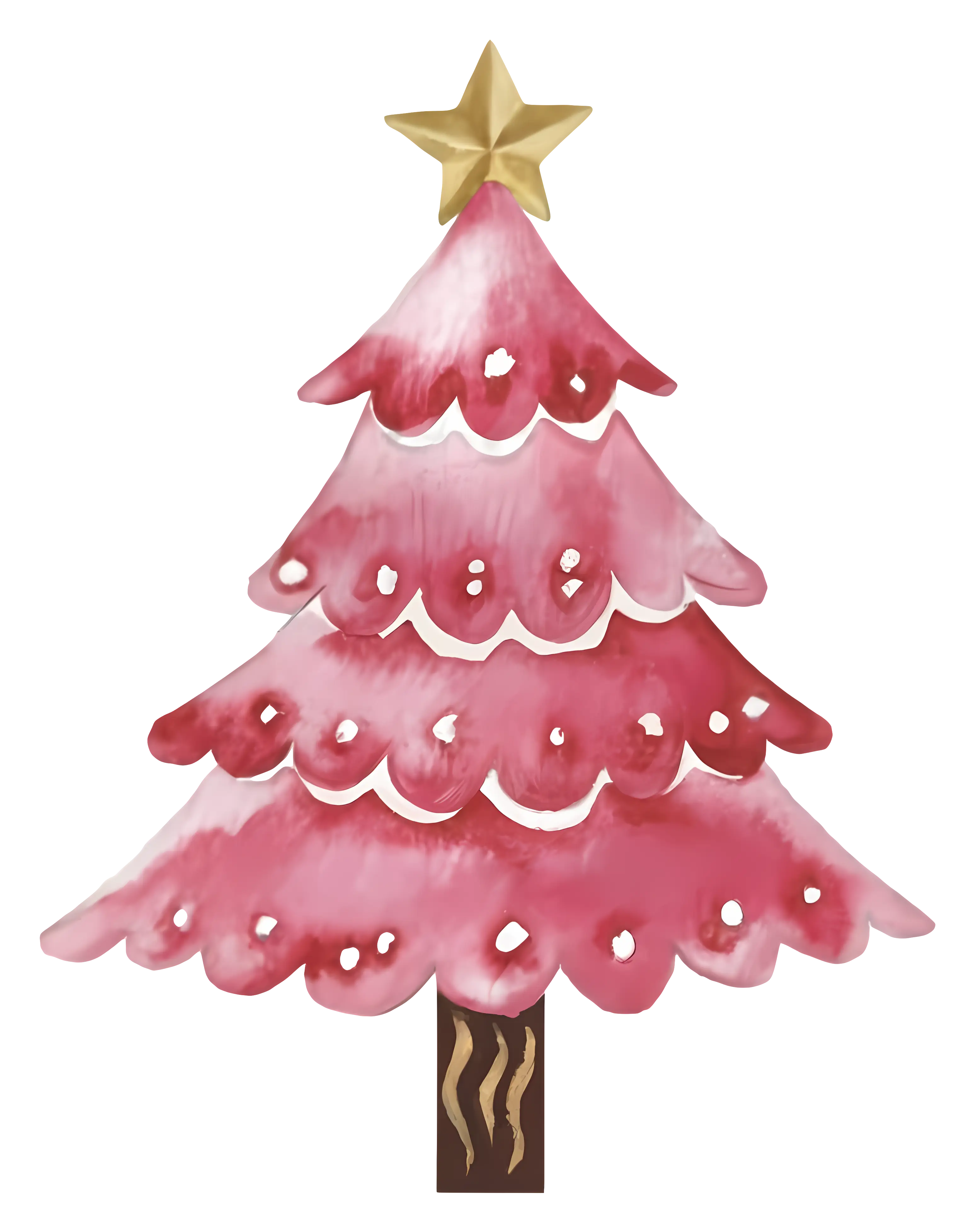 Pink Christmas Tree with Star on Top