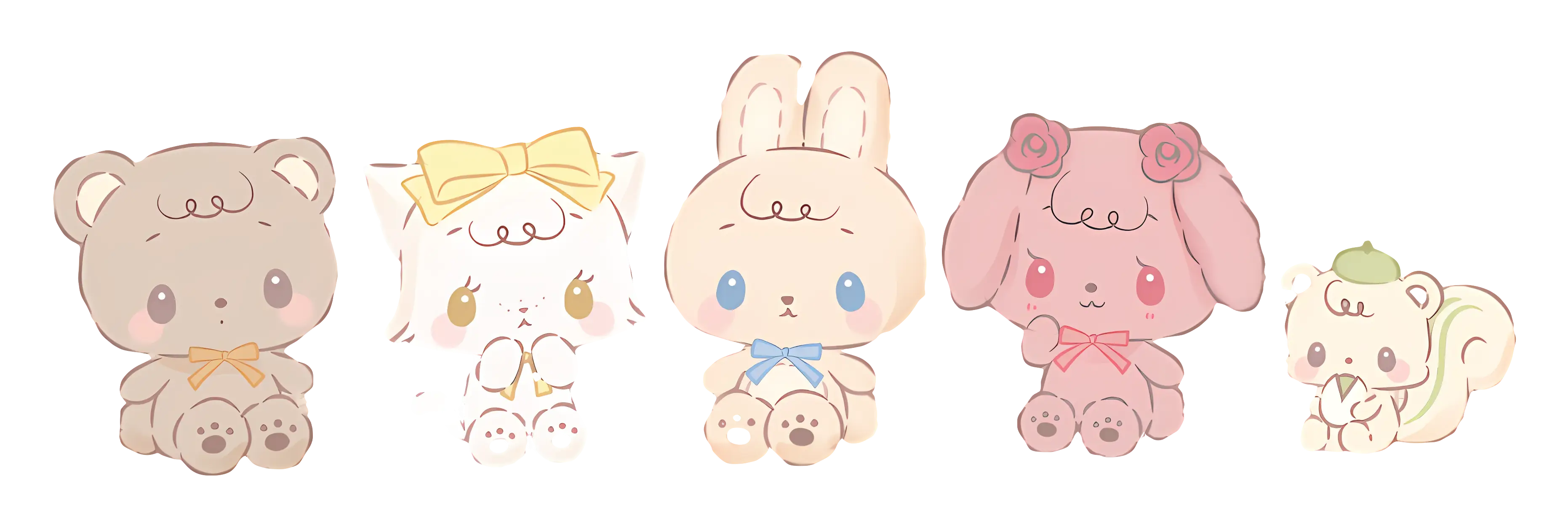 Adorable Pastel Cartoon Animal Toys