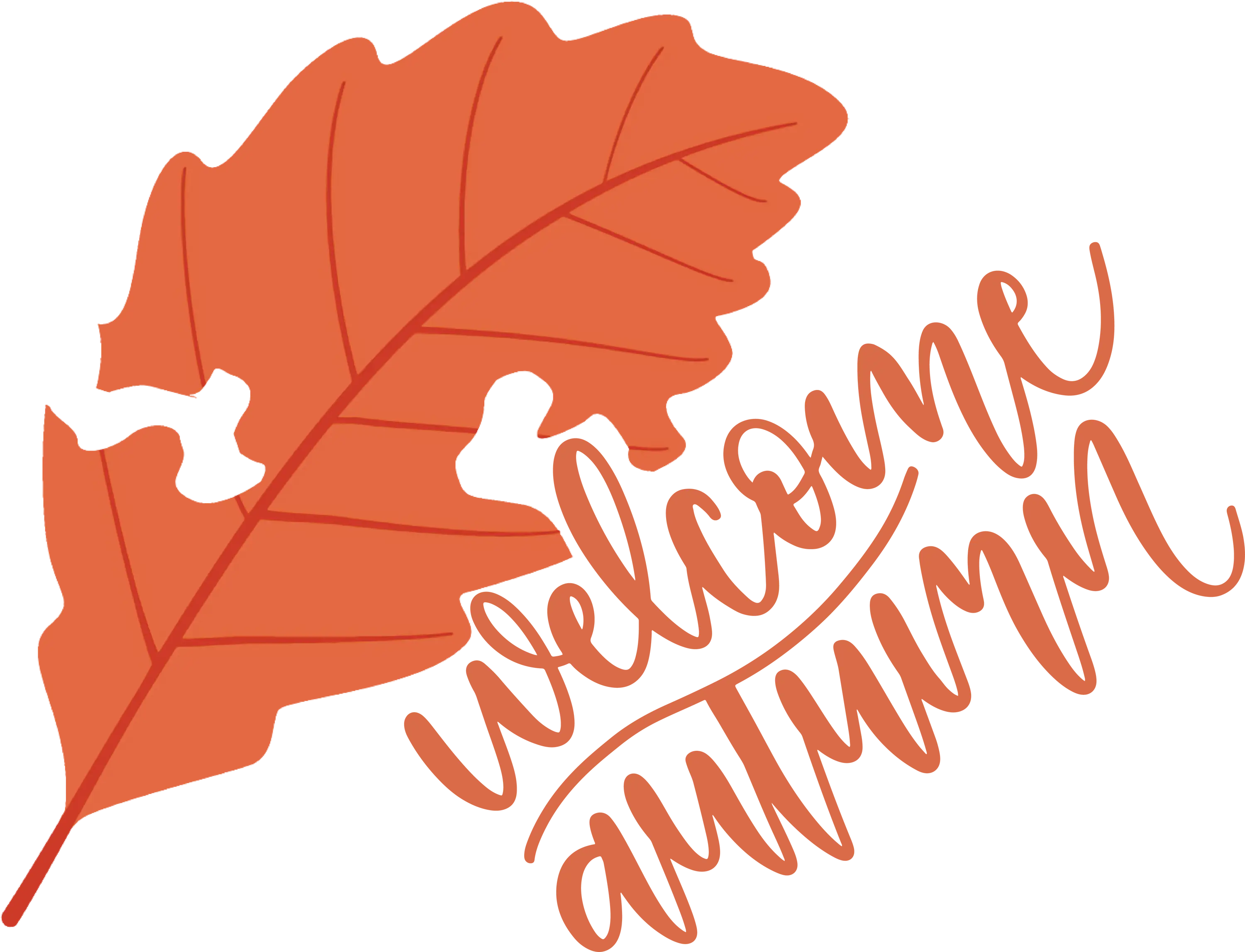 Welcome Autumn Orange Leaf Illustration